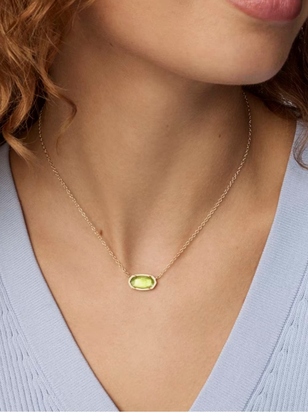 Kendra Scott Elisa 14k Gold Pendant Necklace Peridot Illusion August Birthstone - Picture 3 of 13